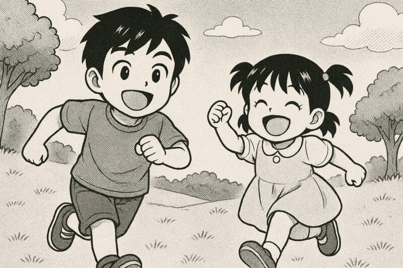 楽しく遊ぶ兄弟