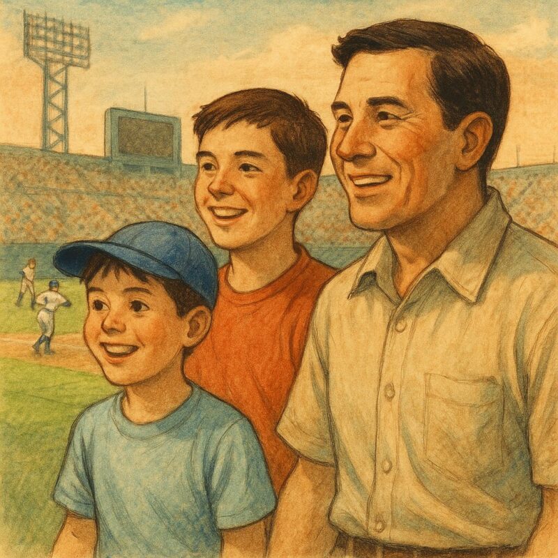 父と兄とで野球を観戦したイメージを読者に持ってもらう為の画像
