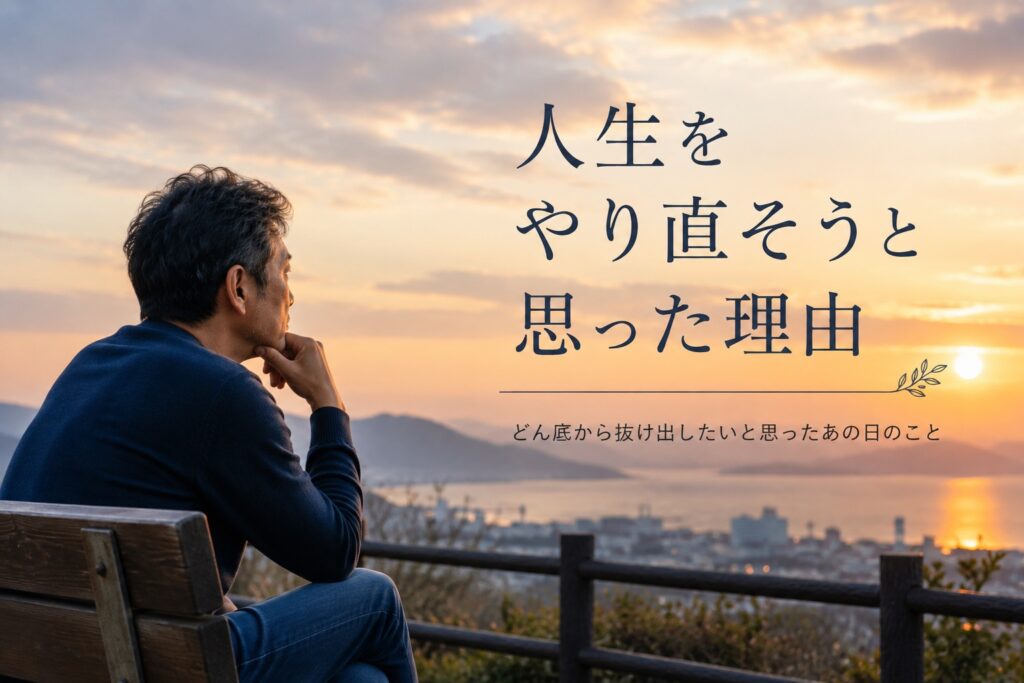 夕日の前で佇む男