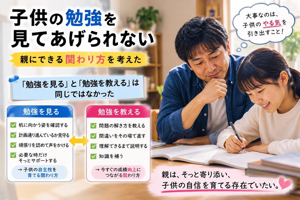 子供の勉強を見る父親