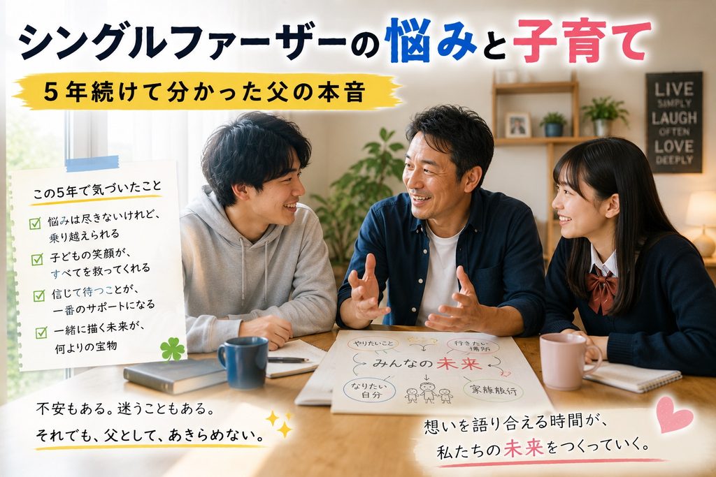子供たちと楽しそうに語らう父親
