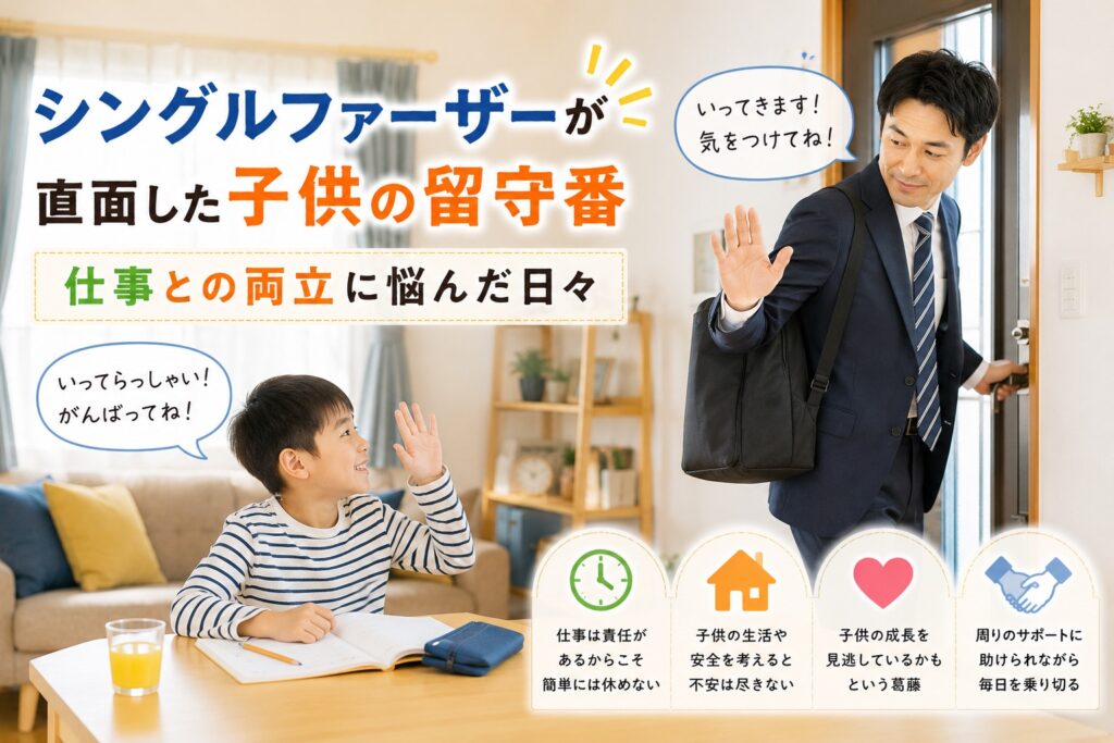 息子に挨拶して出社するサラリーマン